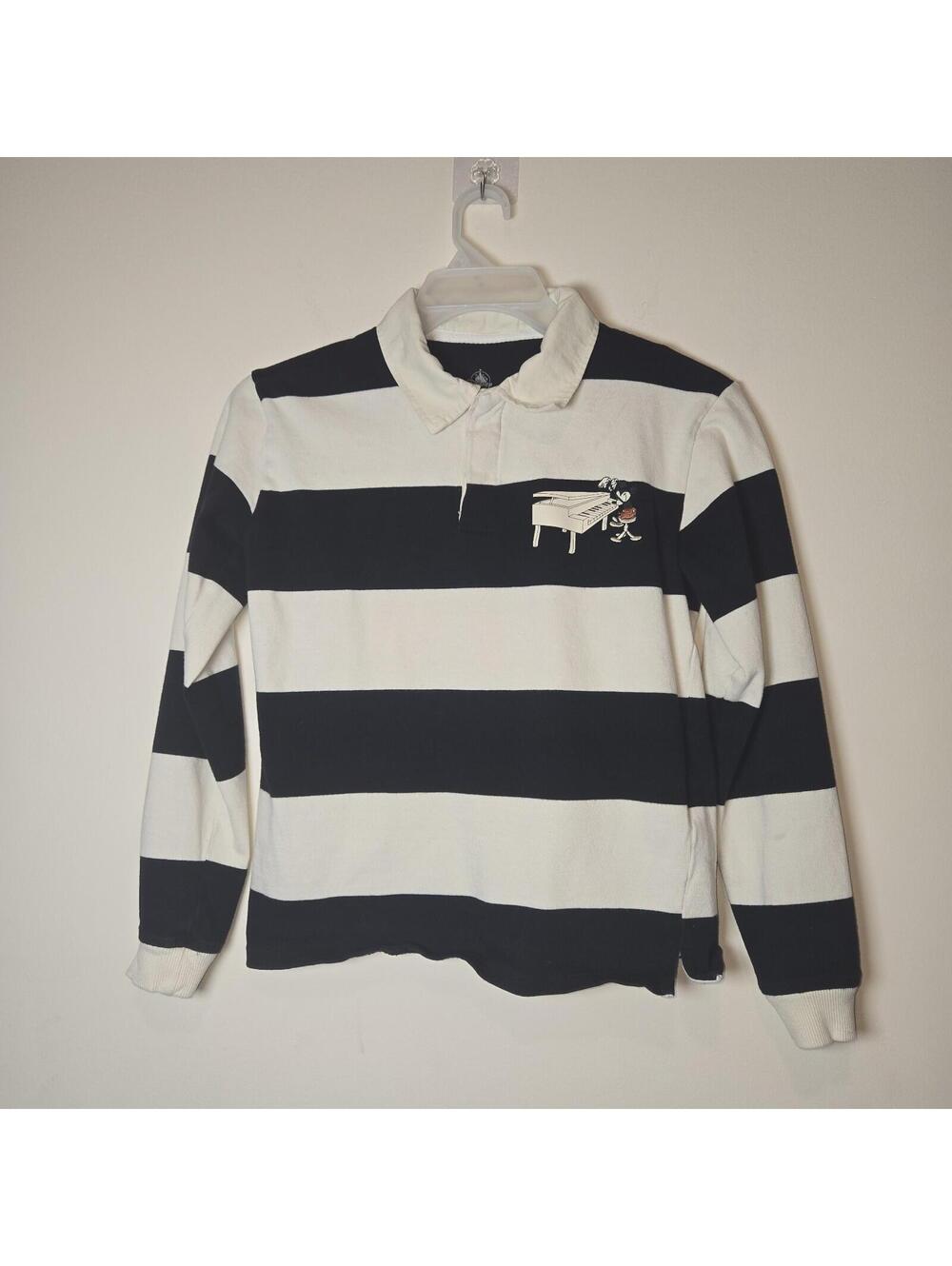 Disney Parks Mickey Mouse Piano Rugby Polo Adult Shirt sz XS READ
